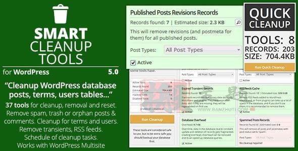 Smart Cleanup Tools 5.3汉化中文版|数据库智能清理优化WordPress插件-搬主题