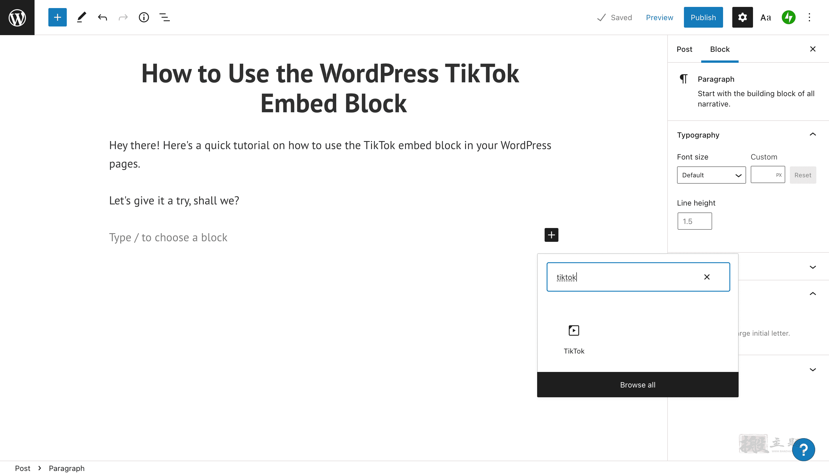 图片[4]-WordPress使用教程之使用WordPress TikTok嵌入区块-搬主题