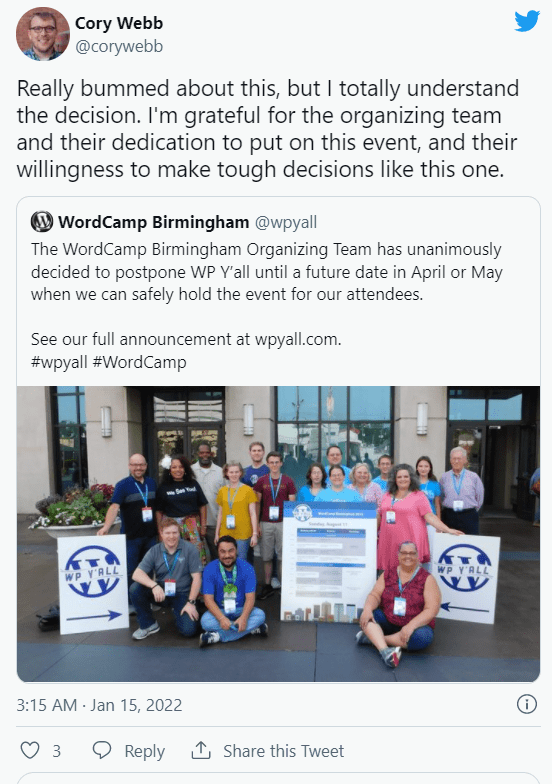 图片[3]-由于新冠感染率上升 WordCamp Birmingham 被推迟-搬主题