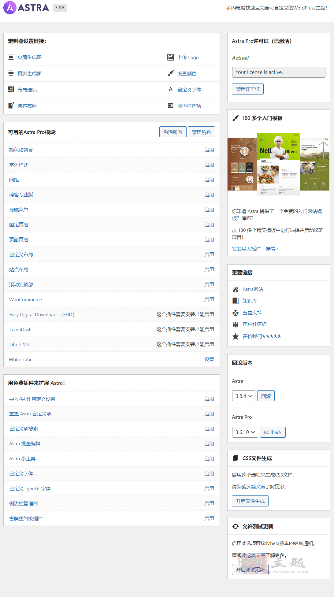 图片[5]-Astra 3.8.5/Astra Pro 3.6.11完美汉化中文版(含高级模板)|页面自定义设计轻量简洁WordPress主题-搬主题