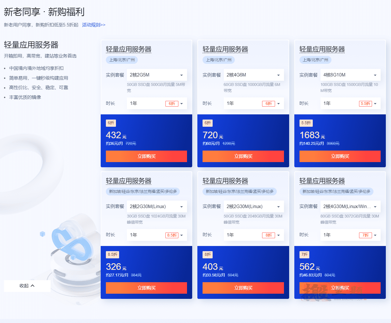图片[3]-腾讯云轻量应用服务器两周年促销活动 续费0.5折/免费升配/新购5.5折-搬主题