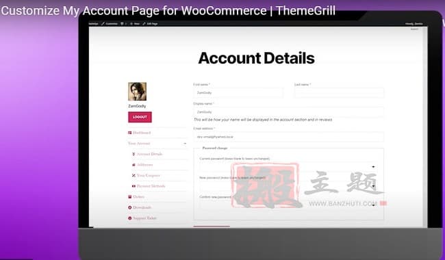 Customize My Account for WooCommerce 2.0.2汉化中文版|WooCommerce自定义我的帐户插件-搬主题