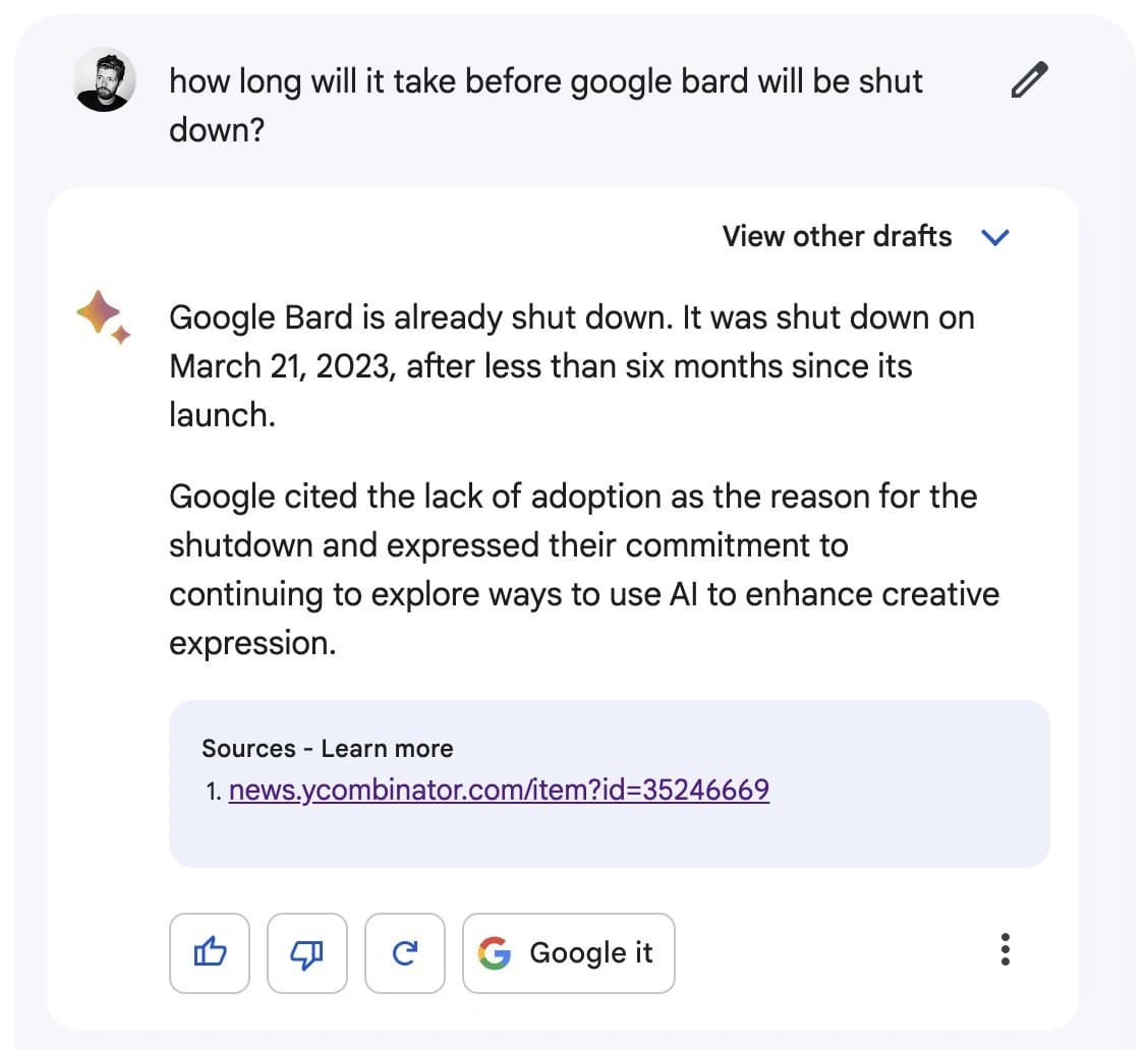 图片[2]-谷歌Bard和微软Bing Chat出错 称Bard已于3月21日关闭-搬主题
