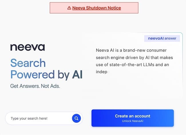 Neeva搜索引擎将于6月2日关闭 曾经挑战Google-搬主题