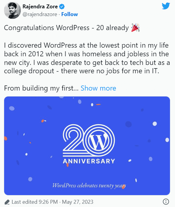 图片[3]-WordPress迎来20周年纪念-搬主题