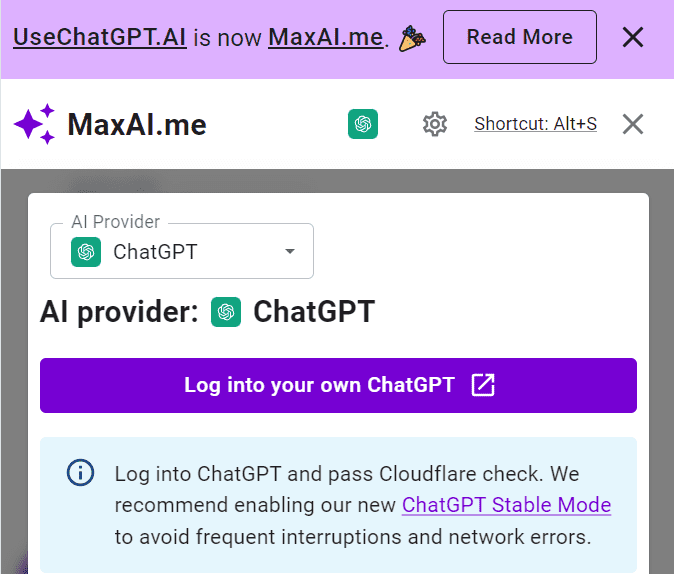 免费ChatGPT浏览器插件UseChatGPT.AI改名为MaxAI.me-搬主题