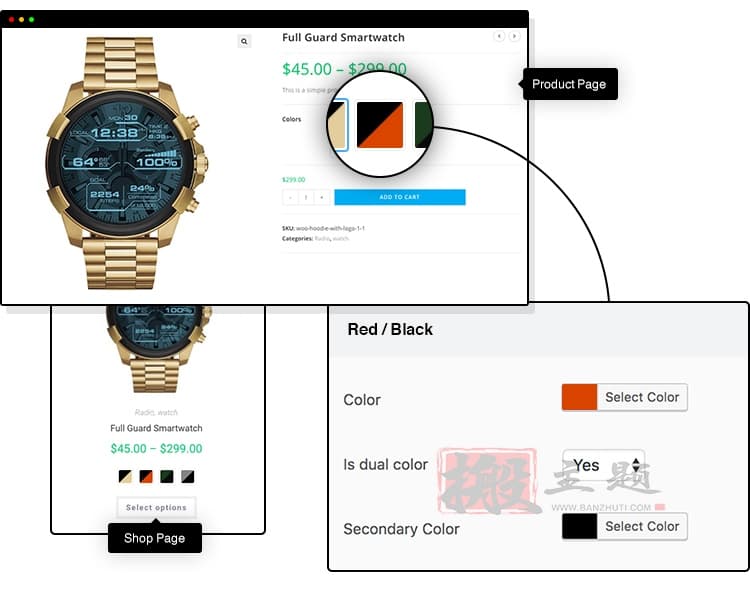 图片[7]-Variation Swatches for WooCommerce Pro汉化中文版|WooCommerce产品属性变体色板插件介绍-搬主题