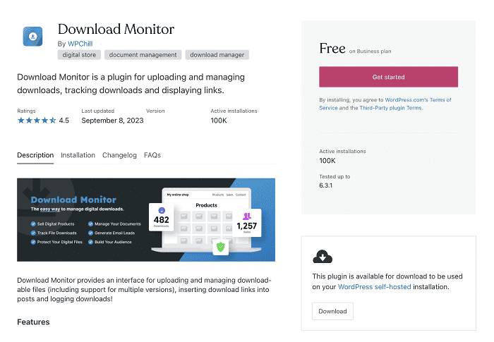 WordPress.com插件页面添加自托管网站的下载链接-搬主题