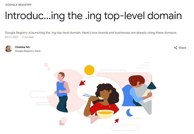 谷歌Google Registry推出新顶级域名.ing-搬主题