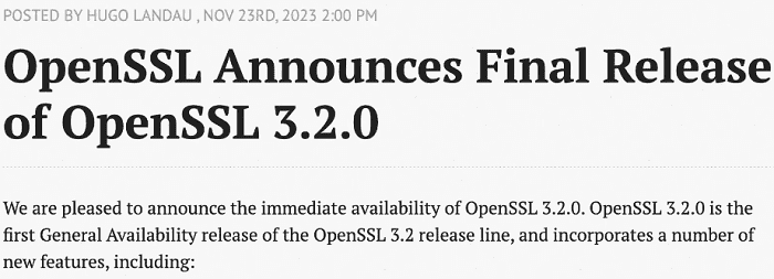OpenSSL 3.2.0版本正式发布-搬主题