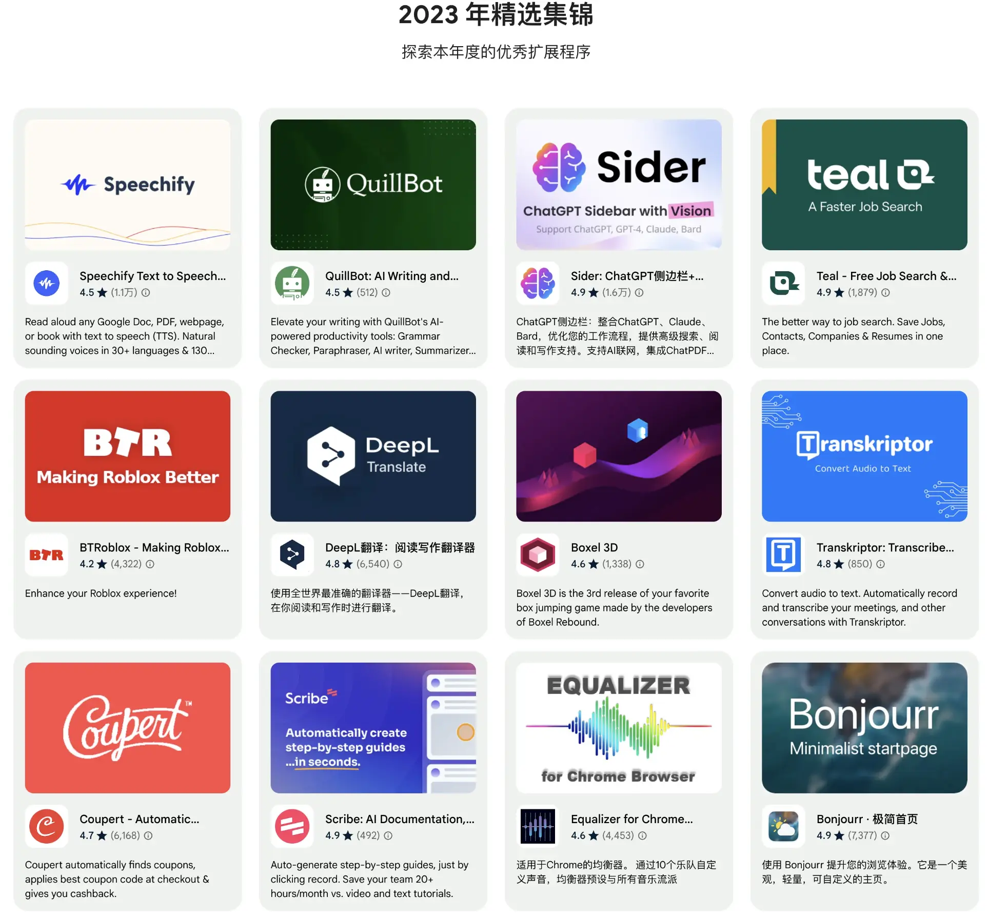图片[2]-谷歌Chrome商店公布2023年最受欢迎Chrome扩展-搬主题