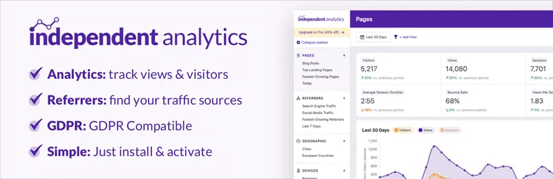 Independent Analytics Pro 2.15.5汉化中文版|替代Google Analytics的WordPress统计插件-搬主题