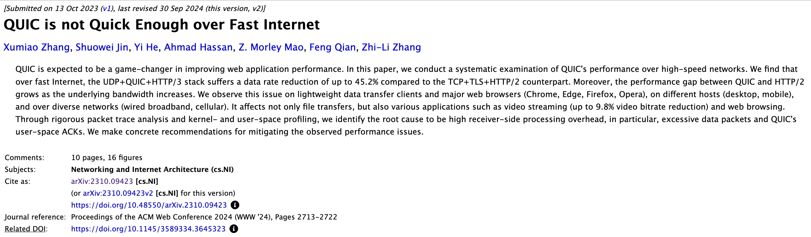 研究表明QUIC在高速网络下性能不足-搬主题