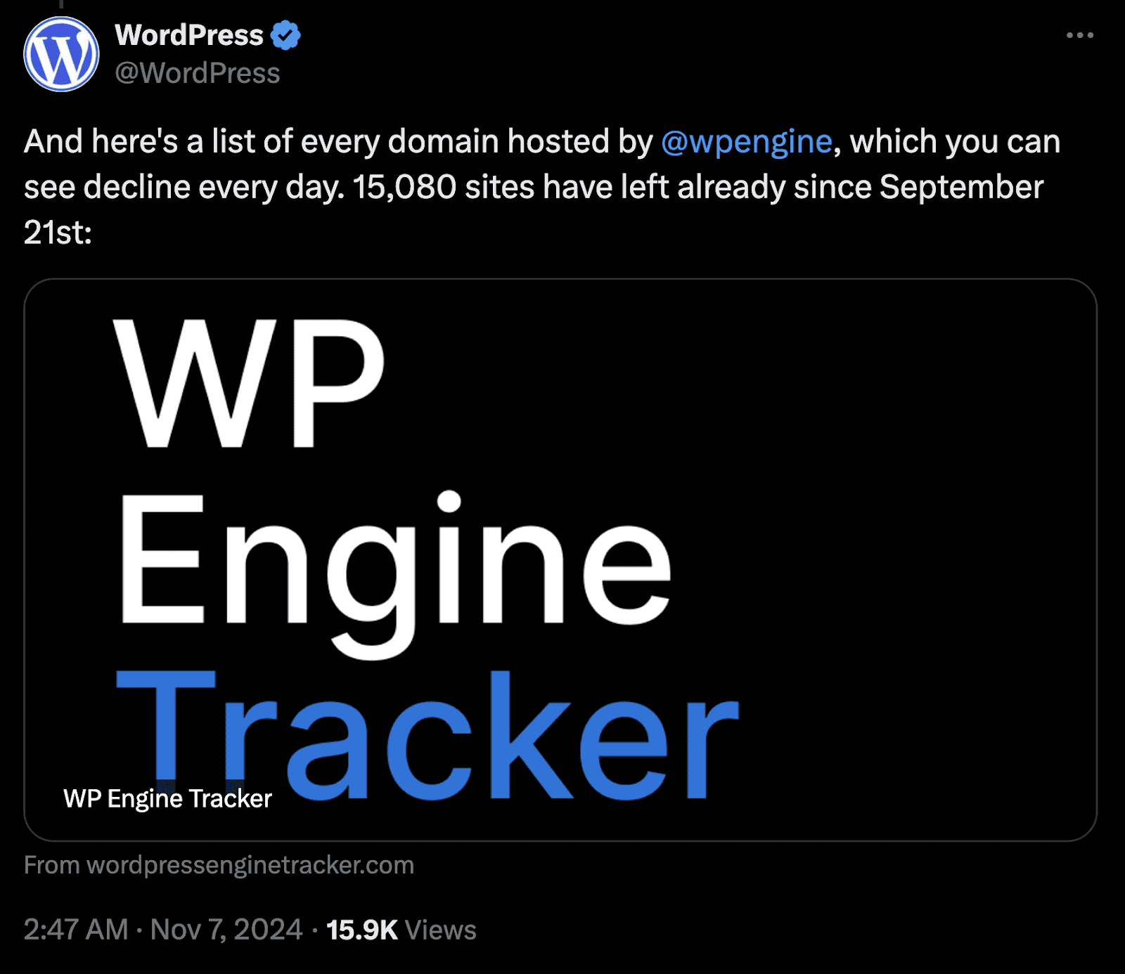 Automattic推出“WP Engine Tracker”监控离开WP Engine的站点引发争议-搬主题