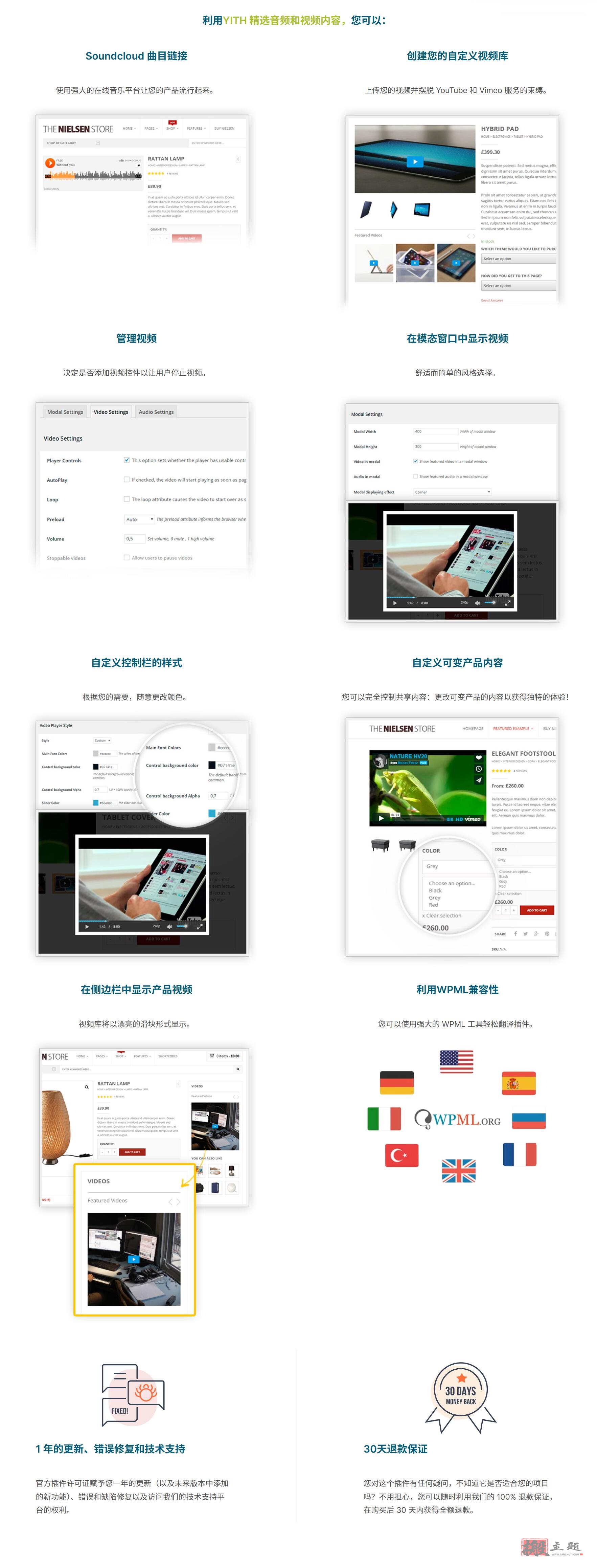 图片[2]-YITH WooCommerce Featured Audio and Video Content Premium汉化中文版|WooCommerce特色视频音频展示插件介绍-搬主题
